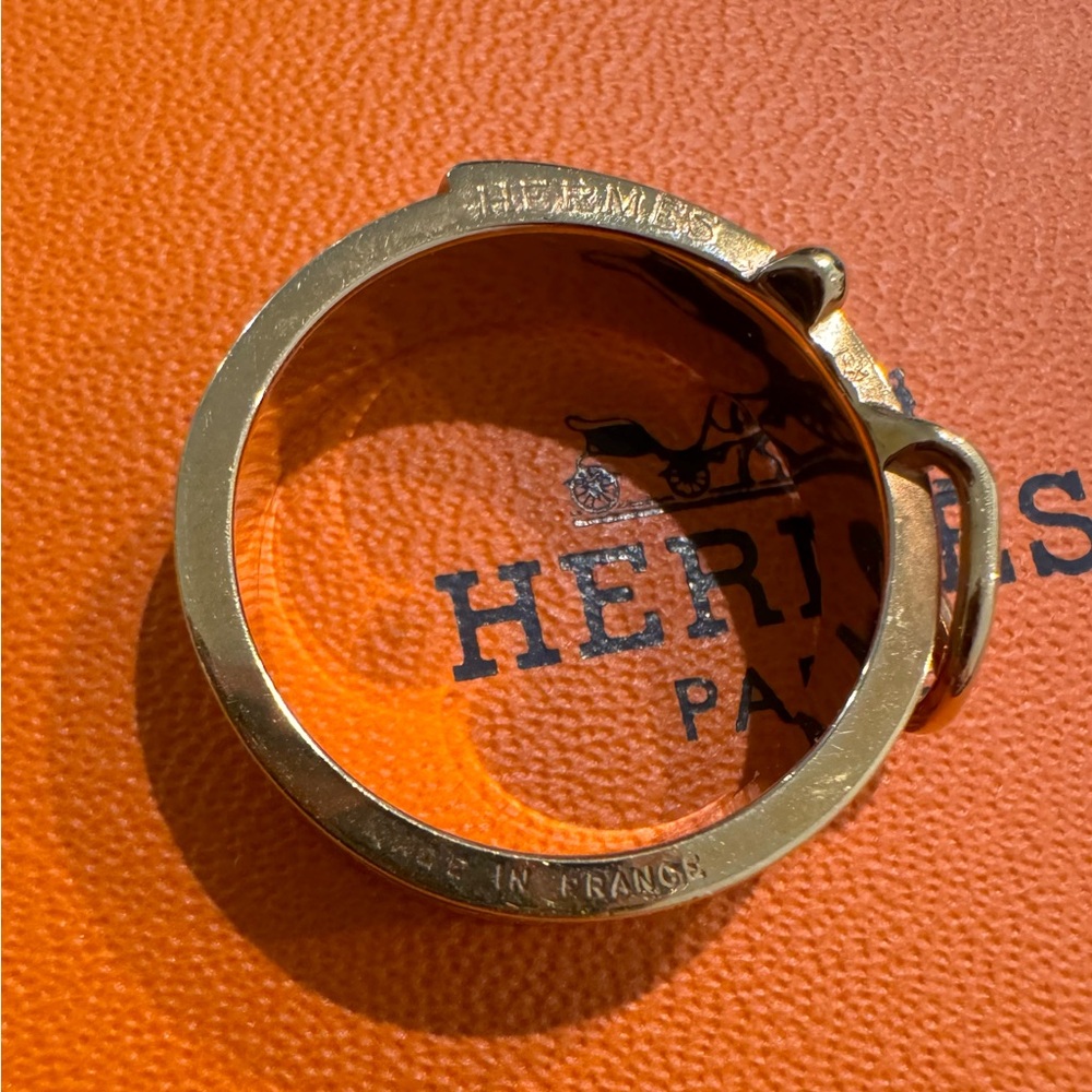 HERMES Belt Buckle Scarf Ring Gold Plated - Picture 5 of 6